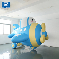 Modèle gonflable d'avion bleu de dessin animé personnalisé pour événements extérieurs, centres commerciaux et publicité de marque