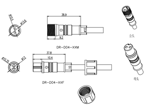 カスタムLED屋内植物成長ランプ防水ケーブルM102ピン10mmオスメスインラインドッキングPVCコネクタIP654A電源 - Product Image 4