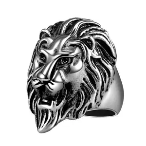 High Polishing Majestic Alpha Lion 316L Stainless Steel Ring For Men Punk Jewelry Wholesale