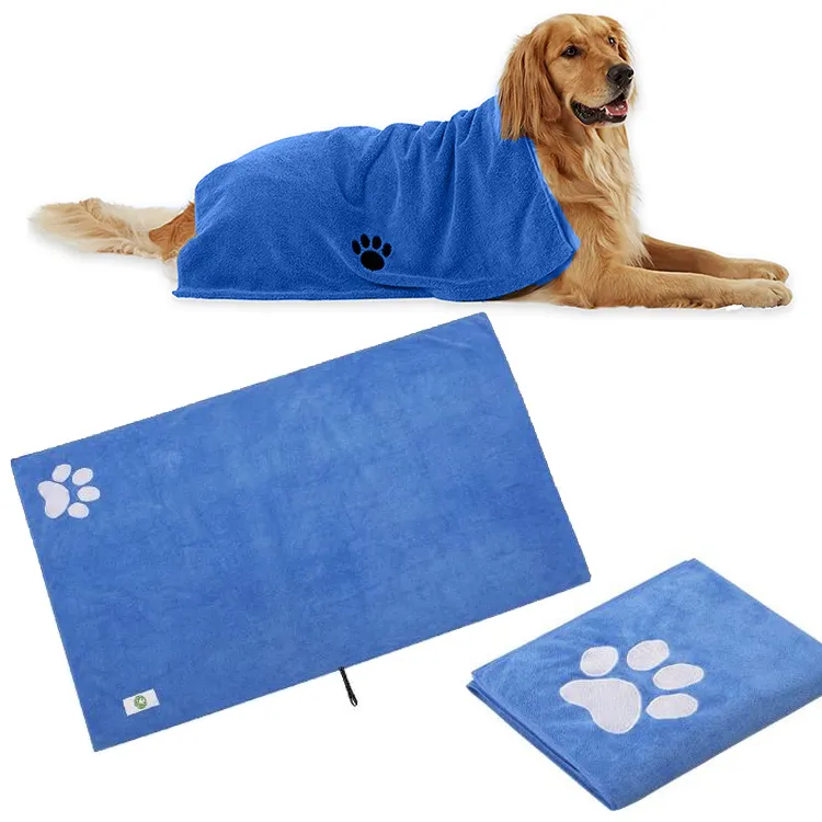 Serviette pour chien 100% Polyester, douce, lavable, à séchage rapide, absorbante, serviette personnalisée en microfibre pour animaux de compagnie