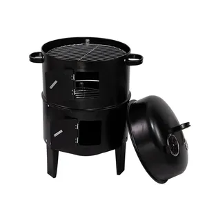 Barbacoa de carbón para exteriores 3 en 1 de alta resistencia sin humo para jardín, ahumador vertical tipo barril - Product Image 3