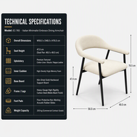 Chaise de salle à manger moderne de style nordique avec dossier incurvé, revêtement en tissu bouclé, chaise d'appoint en tissu sherpa avec pieds en métal noir pour restaurant