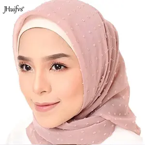 Hijabs en mousseline de soie à pompons arabes, nouvelle collection