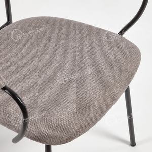 Fabricant tendance de meubles de maison scandinaves <span class=keywords><strong>fauteuil</strong></span> rembourré doux <span class=keywords><strong>tissu</strong></span> de lin restaurant pieds en métal chaises de salle à manger - Product Image 5