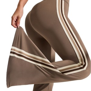 High Waist Striped <b>Flare</b> Yoga Pants, Bootcut Workout <b>Leggings</b> - Product Image 1