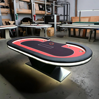Table de poker Texas de luxe QINLONG de haute qualité avec construction en métal et en bois avec LED pour la maison, le casino et le club