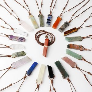 Ручной работы из натурального камня, розового кварца, неправильный прямоугольник, исцеляющий необработанный камень, янтарный аметистовый кристалл, узловатая опора, ожерелье - Product Image 1