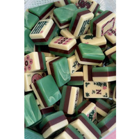 Set Mahjong Klasik Motif Naga Bunga Amerika 160 Buah 3 Lapis Akrilik Hijau Berukir