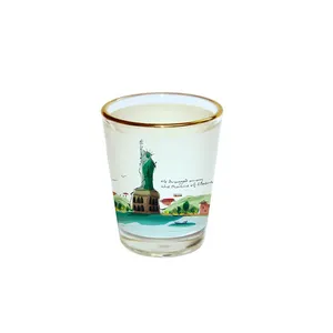 Großhandel Hohe Qualität Schuss Glas Becher Mit Gold Rim Sublimation Angepasst Logo Tasse Für Wärme Druck