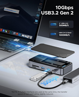 ORICO 9-in-1 USB-C Hub M.2/NVMe SSD Enclosure 10Gbps Stasiun Docking Bebas Alat Kipas Bawaan Gigabit Ethernet 100W PD Kartu SD/TF