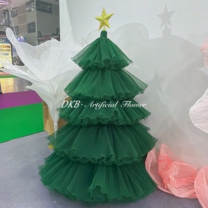 Ornements <span class=keywords><strong>de</strong></span> Noël personnalisés en tulle vert, grand <span class=keywords><strong>sapin</strong></span> <span class=keywords><strong>de</strong></span> Noël <span class=keywords><strong>de</strong></span> 200 cm en organza fait main pour vitrine <span class=keywords><strong>de</strong></span> centre commercial, fête, décoration intérieure - Product Image 1