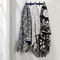 Serviettes de bain en coton à imprimé floral géométrique, douces et absorbantes, pour usage quotidien, spa, hôtel, options de logo personnalisé