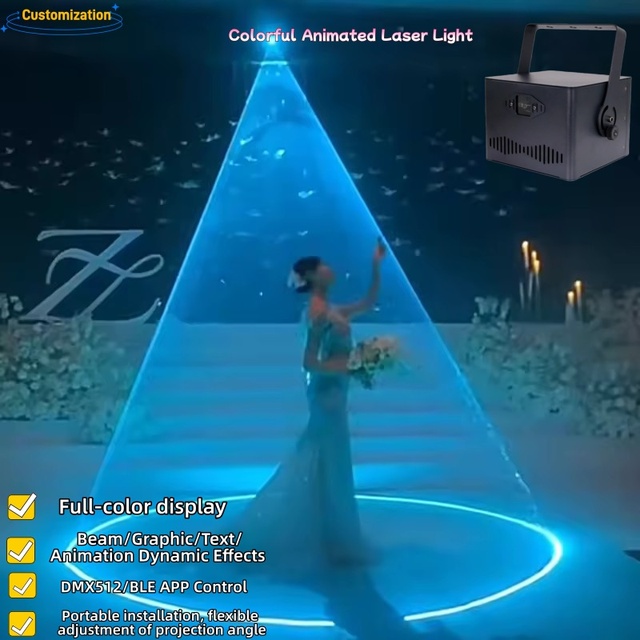 Full Color RGB Laser Beam Projector with DMX512 Control 1W/2W/3W Power Professional Stage Laser Light for Bar Club Party Wedding