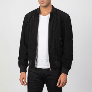 Blouson bomber noir pour homme, fermeture à boutons, style décontracté, coupe classique, couleur unie, automne - Product Image 3