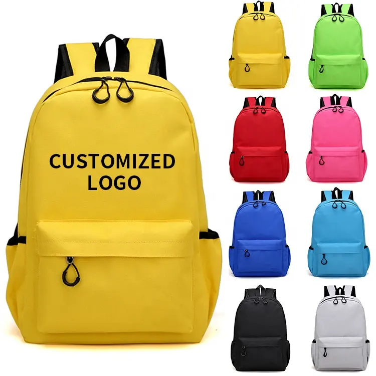 Middle Yellow Free Samples Waterproof Polyester Bag Women Children School Casual Promotional Backpack Manufacturers