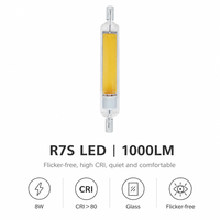 Ampoule LED Xmation R7S 8W 118mm 220-240V Verre Céramique COB 1000LM 2700K/3000K/6000K 360° Sans Scintillement Projecteur Résidentiel CE LVD
