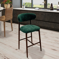 Tabouret de Bar Moderne de Luxe avec Dossier Haut Fer Art Simple Bois Clair Chaise Haute Contemporaine pour Maison Cuisine Chambre Usage Extérieur