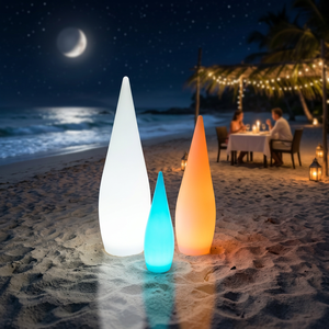 Lampe de sol LED en forme de goutte d'eau, lumière décorative pour pelouse, arrangement d'ambiance pour parc, lampe de sol paysagère en matériau PE - Product Image 5