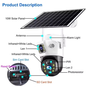 Cámara de Seguridad Solar 4G de Doble Lente 4MP y 4MP, Impermeable IP66, PTZ, Visión Nocturna a Todo Color, Aplicación <span class=keywords><strong>V380</strong></span> <span class=keywords><strong>Pro</strong></span> para Monitoreo <span class=keywords><strong>en</strong></span> Exteriores - Product Image 4