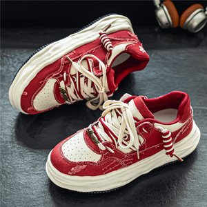 Chaussures en toile rétro pour hommes OEM, baskets à semelle épaisse ondulée et franges usées, style streetwear décontracté - Product Image 5