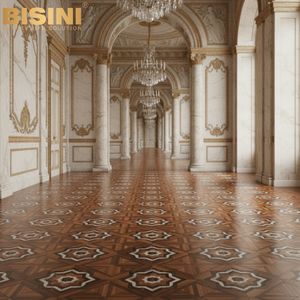 <span class=keywords><strong>Parquet</strong></span> de luxe de qualité palais pour grandes villas : <span class=keywords><strong>Parquet</strong></span> en noyer artisanal avec incrustation octogonale en marbre noir et blanc - Product Image 3