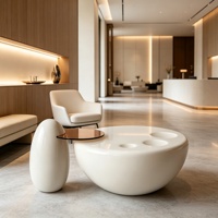 Table basse ovale moderne en fibre de verre avec plateau en surface solide pour salon, hôtel, ou zone de réception