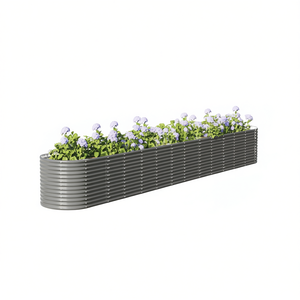 Jardinera elevada de acero D0100H7A7HP con recubrimiento en polvo gris para uso en exteriores. - Product Image 1