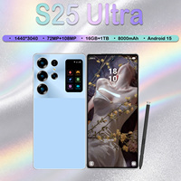 Téléphone mobile S25 Ultra 5G, écran HD de 6,9 pouces, grande batterie de 8000 mAh, stockage 16 Go + 1 To, pour les voyages en plein air, la prise de vue vidéo, le travail de bureau