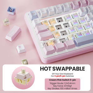 EWEADN GS75 75% personalizado pequeño portátil inalámbrico de baja latencia Teclado mecánico para juegos y oficina para Windows portátil - Product Image 3