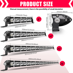 Emark DOT ECE OEM Chất Lượng Cao Công Suất Cao Ip68 <span class=keywords><strong>12</strong></span> 24 <span class=keywords><strong>Volt</strong></span> 20 Inch Xe Off Road 26 Inch Siêu Mỏng Hàng Duy Nhất Dẫn Thanh Ánh Sáng - Product Image 6