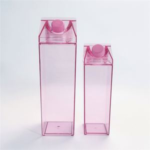 Vente en gros de bouteilles d'eau sans BPA de 1 L en forme de carton de lait, Caja De Carton De Leche Transparente, bouteille d'eau en acrylique, logo personnalisé - Product Image 2