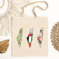 Vente en gros de sac de la Palestine sans soutien, sac fourre-tout avec cartes de la Palestine, sacs fourre-tout en toile de coton avec impression personnalisée