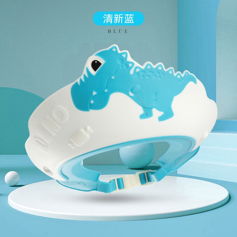 Bonnet de shampooing dinosaure bleu
