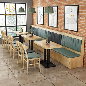 طاولة مقاعد لمطاعم الوجبات السريعة طاولة مقاعد مربعة للاستخدام كمقاهي أو مقاهي خشبية أثاث للمطاعم التجارية طاولة وكرسي مجموعة مقاعد للمقاعد - Product Image 2