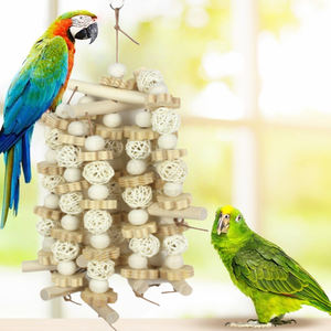 Grand oiseau perroquet jouets à mâcher perruche en bois naturel blocs de bois oiseau déchirant jouets calopsitte jouets pour aras Cokatoos - Product Image 3