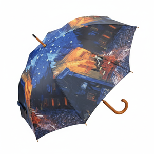 AU-02210 terrazza del caffè di Van Gogh di notte ombrellone in legno per cortili e spazi esterni - Product Image 1