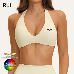 RUIQUWIN OEM Custom Plus Size Bra Halter Neck Backless Seamless Sports Bra Manufacturer Pilates Fitness Yoga Wear Factory - Product Image 1