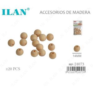 Perline in legno Ilan 14 mm con foro grande per artigianato e creazione di gioielli - Product Image 1