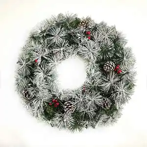 2023 Hot Sale Artificial Christmas Wreath Home Decoration Pre Lit Indoor Holiday Wreath