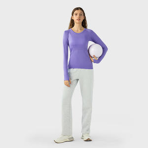 NOUVEAU T-shirt de sport de yoga à col rond transfrontalier, haut de course à pied, fitness, mince, respirant, manches longues pour femmes - Product Image 4