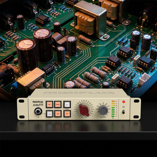 Midiplus AMP73 Pro Single Channel Class a Microphone Preamplifier with Jason Output Transformer for Studio Vocal Recording