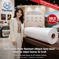 [Se Vende por Rollo] Lienzo de Poliéster Semibrillante Resistente al Agua de 280 g/m² para Impresión de Inyección de Tinta, Compatible con Impresoras Epson y HP Plotter