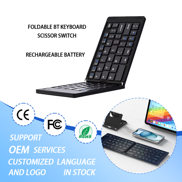 New Wireless for Foldable Keyboard | Ultra Thin USB Type-C Rechargeable Silent Keys Plug Play Multi-device Compatible