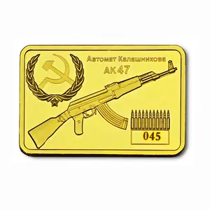 FS-クラフトメタル素材ロシアAK47お土産24kゴールドバーメッキゴールド999地金