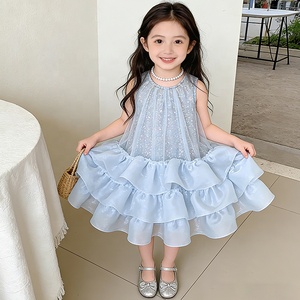 Vestido de Princesa de Tul con Lentejuelas y Flores en el Dobladillo para Niñas Pequeñas, Ideal para Fiestas - Product Image 4