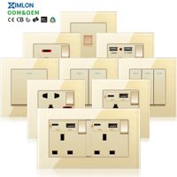 Interruptor de Pared Universal Eléctrico XIMLON, Estándar del Reino Unido, 13A, con 2 Puertos USB y 1 Puerto USB-C, Clasificación IP21, Interruptor de Vidrio Templado 86