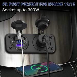 Chargeur <span class=keywords><strong>de</strong></span> <span class=keywords><strong>voiture</strong></span> multi-ports WLETO PD+QC 3.0 12-24V USB-A+Type-C le plus vendu avec affichage du panneau et interrupteur marche/arrêt, couvercle étanche - Product Image 5