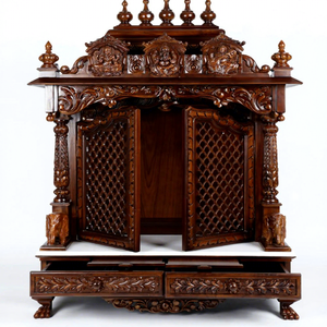 Traditional Large Size Teak Wood <b>Mandir</b> Hindu Teak Wood High Carved <b>Mandir</b> for Home Premium Quality TeakWood Temple for Sale USA - Product Image 5
