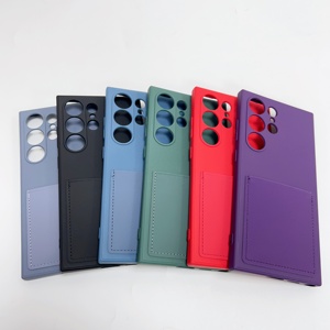 Mô Hình Mới Chất Lỏng Silicone Điện Thoại Di Động Trường Hợp PU Bằng Tay Khâu Thẻ Túi Chất Lượng Cao Thẻ Điện Thoại Trường Hợp Đối Với <span class=keywords><strong>Samsung</strong></span> <span class=keywords><strong>Galaxy</strong></span> S24 Siêu Trường Hợp - Product Image 4