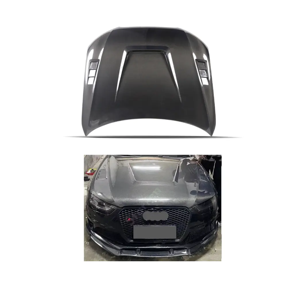 Capot moteur en Fiber de carbone véritable pour 2013-2016 Audi A4 B8.5 Mise à niveau LY Style Audi S4 Bonnet